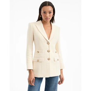 Veronica Beard Terre Cotton Dickey Jacket Off-White Single-Breasted Jacket 10